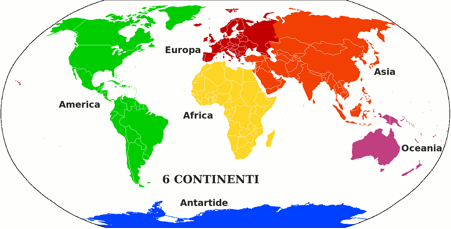 mappa continenti