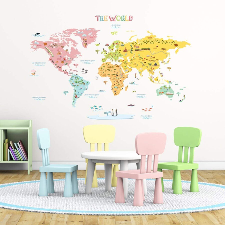adesivo murale con la mappa del mondo - regalo per viaggiatori