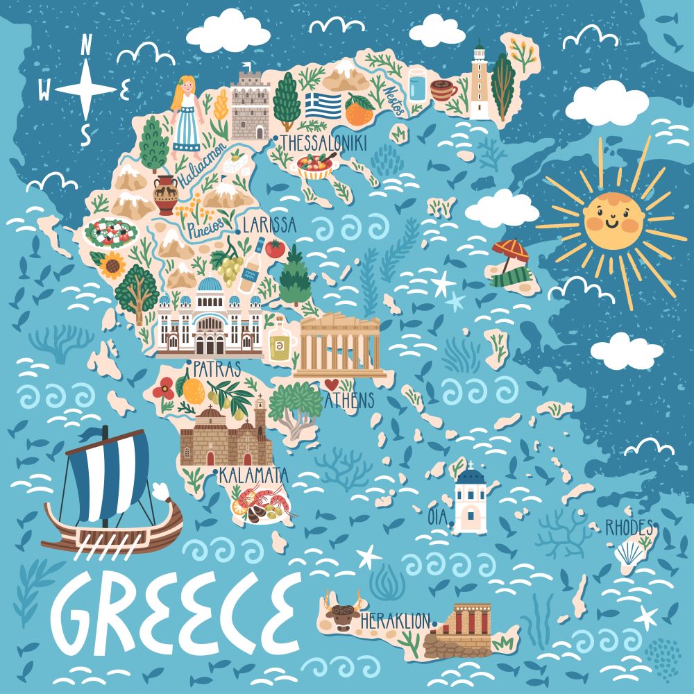 PENSIONATI IN GRECIA MAPPA GRECIA ILLUSTRATA