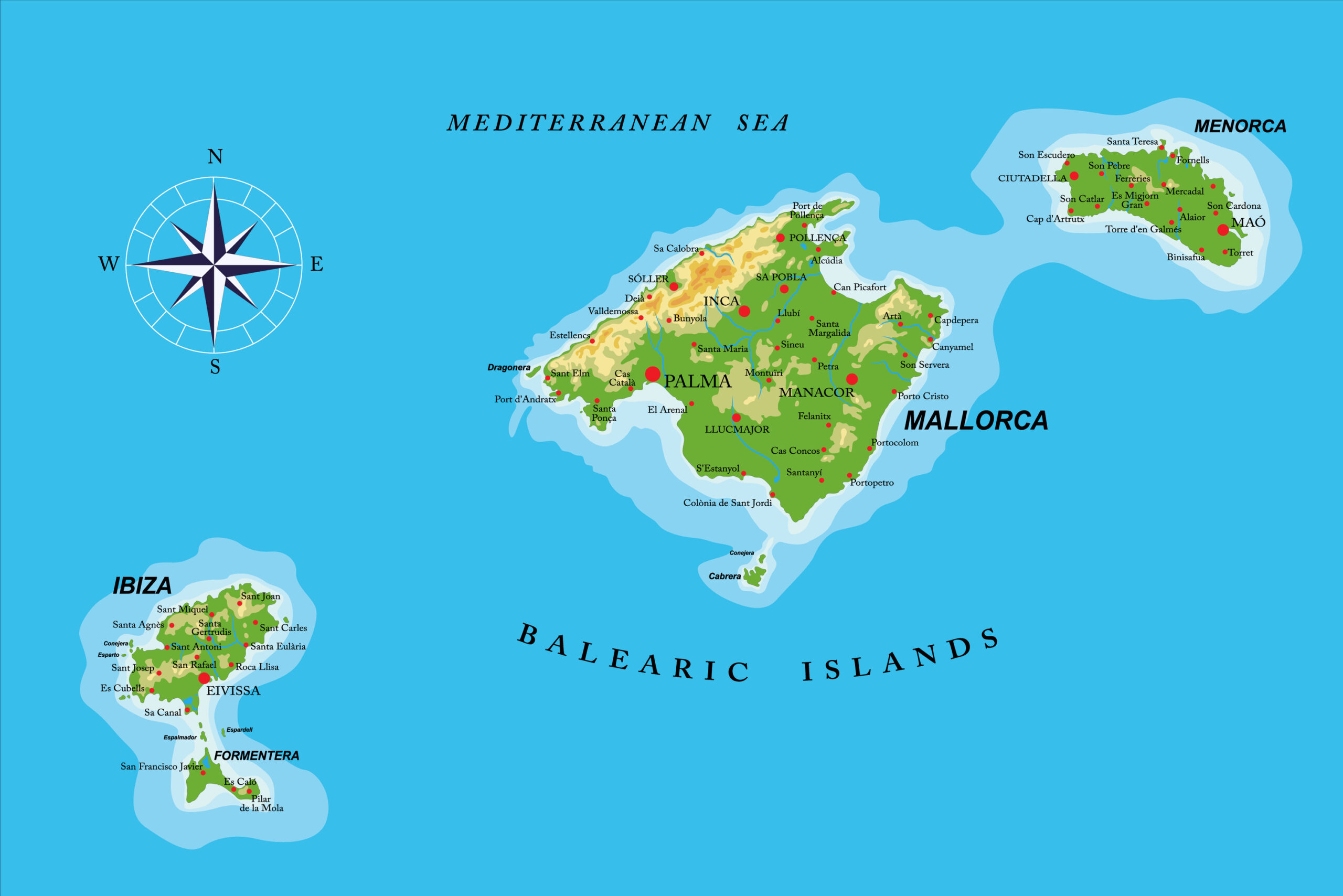 mappa isole baleari