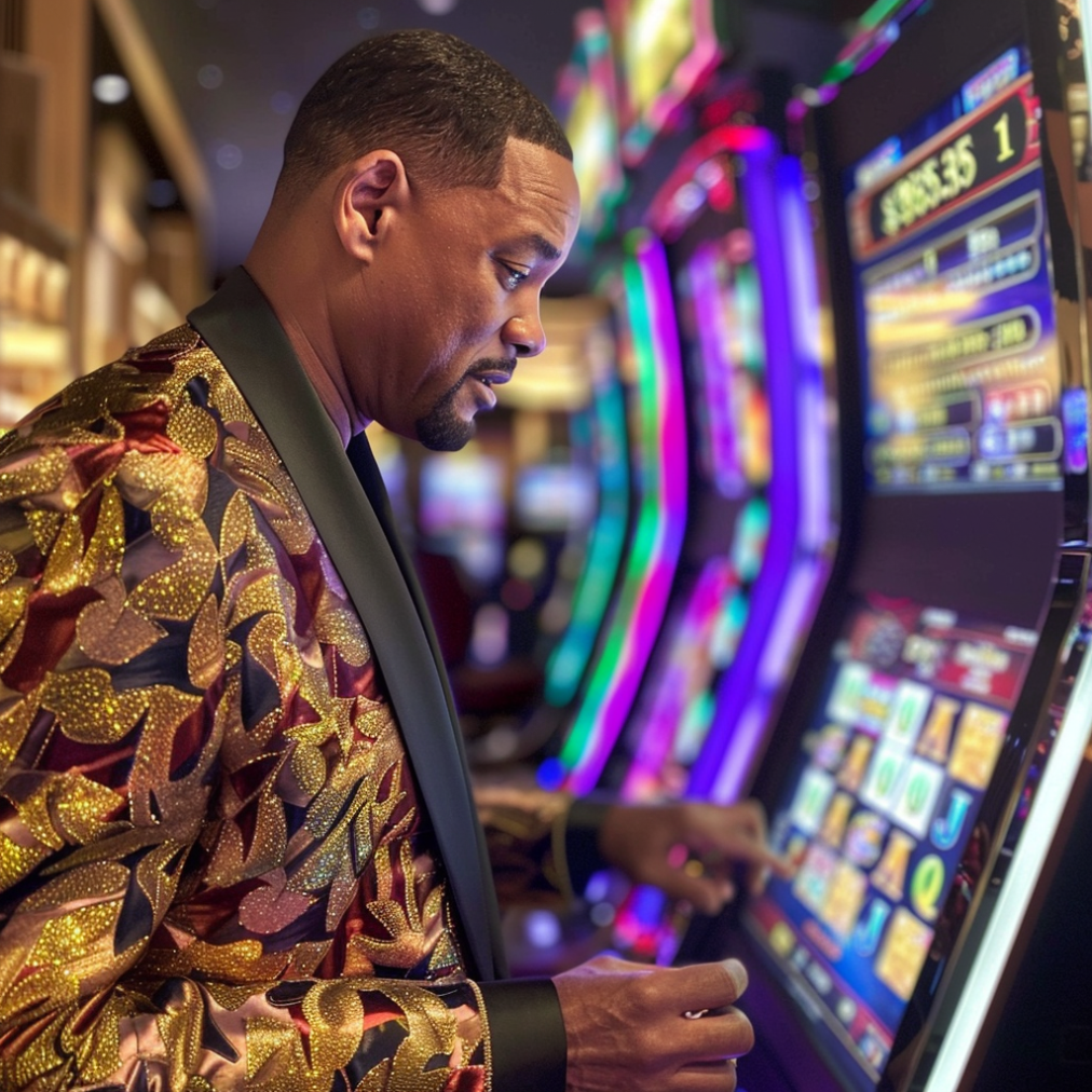 Slot machine con la classica leva e i simboli tradizionali